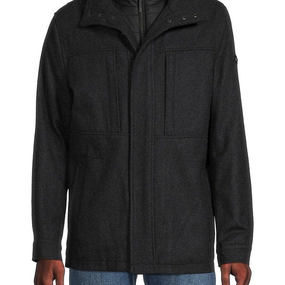 Michal Kors Wool-Blend Field Heathered Coat